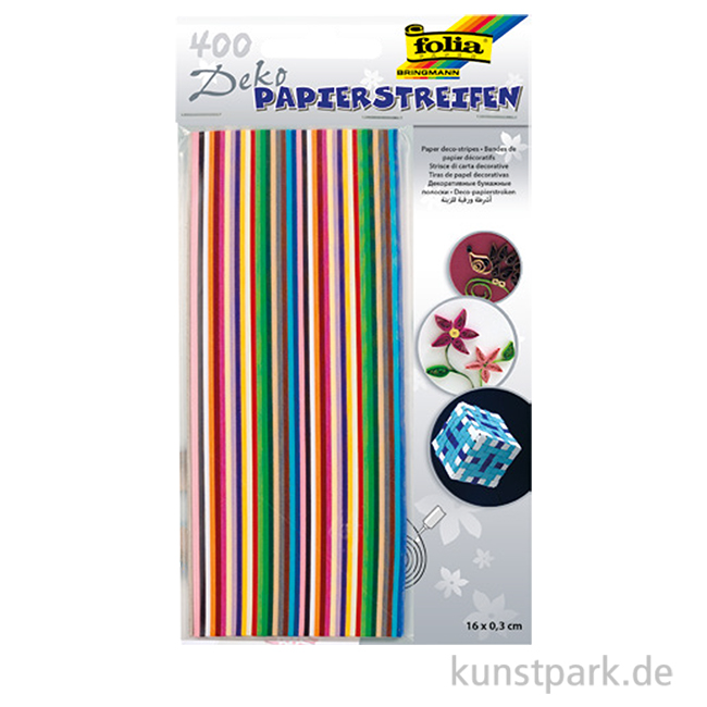 Artikelbild 1 des Artikels “Papierstreifen, 160 x 3 mm, ca. 400 Streifen, farbig sortiert, 130g/m² “