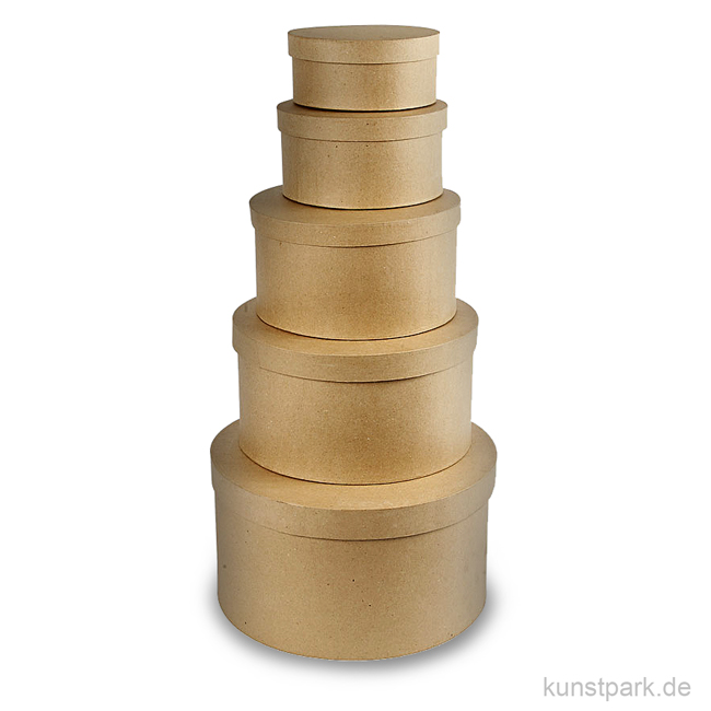 Artikelbild 1 des Artikels “Pappmaché-Hutschachtel, handgearbeitet, 5 Stück sortiert “