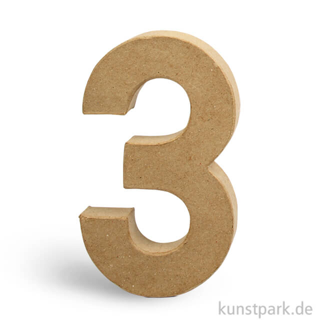 Artikelbild 1 des Artikels “Pappmaché-Zahlen - handgearbeitet, Höhe 20,5 cm, Dicke 2,5 cm Einzeln | 3“