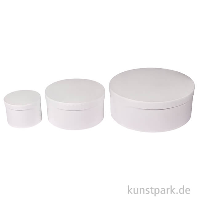 Artikelbild 1 des Artikels “Pappmache Boxen Set Rund, Weiß, 3 Größen sortiert “