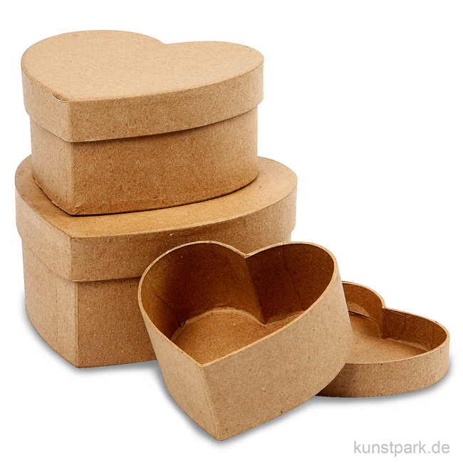 Artikelbild 1 des Artikels “Pappschachtel-Set - Herz, handgearbeitet, 3 Stück sortiert “