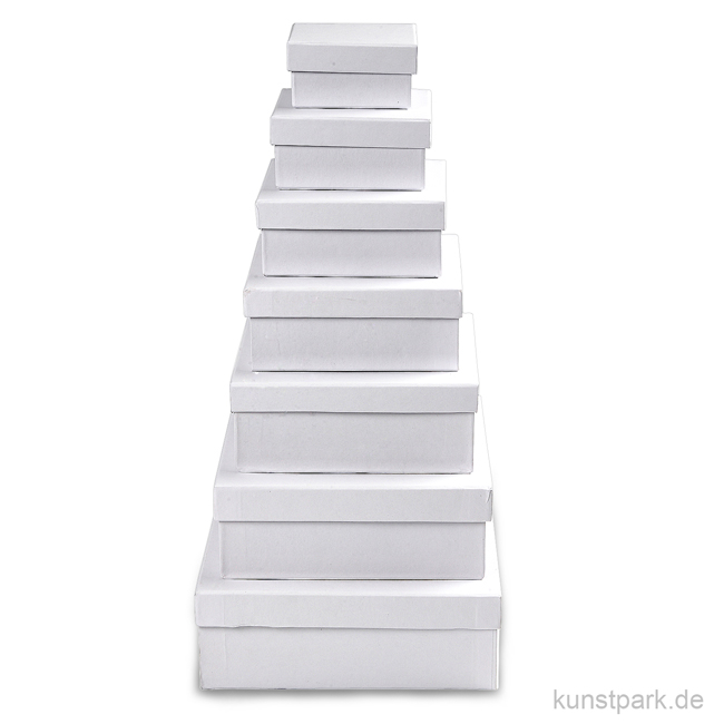 Artikelbild 1 des Artikels “Pappschachtel-Set - Quadratisch, weißer Karton, handgearbeitet, 7 Stück “
