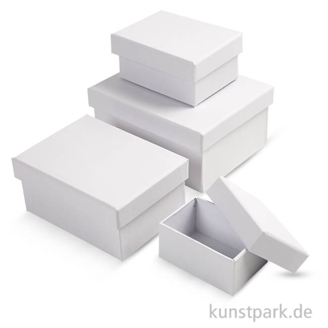 Artikelbild 1 des Artikels “Pappschachtel-Set - Rechteckig, weißer Karton, handgearbeitet, 4 Stück “