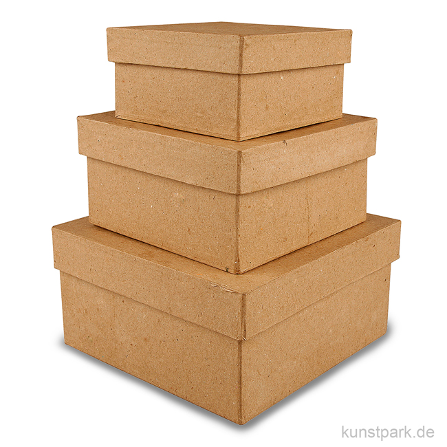Artikelbild 1 des Artikels “Pappschachtel-Set - viereckig, handgearbeitet, 3 Stück sortiert “
