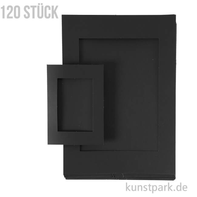 Artikelbild 1 des Artikels “Passepartout-Rahmen - Schwarz, DIN A4 und A6, 120 Stück sortiert “