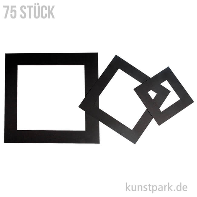 Artikelbild 1 des Artikels “Passepartout-Rahmen - Schwarz, Quadratisch 0,4 mm, 270 g, 75 Stück sortiert “