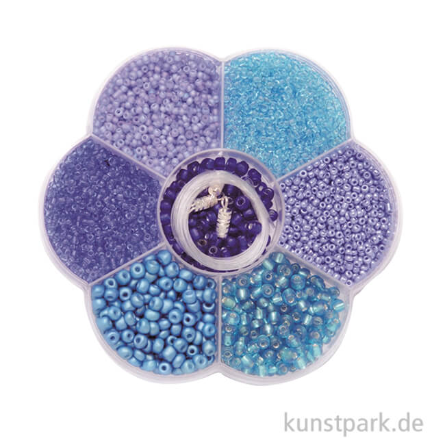 Artikelbild 1 des Artikels “Perlen Mix - Schmuckperlen mit Nylonfaden + Verschlüssen, Blau “