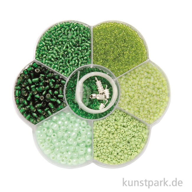 Artikelbild 1 des Artikels “Perlen Mix - Schmuckperlen mit Nylonfaden + Verschlüssen, Grün “