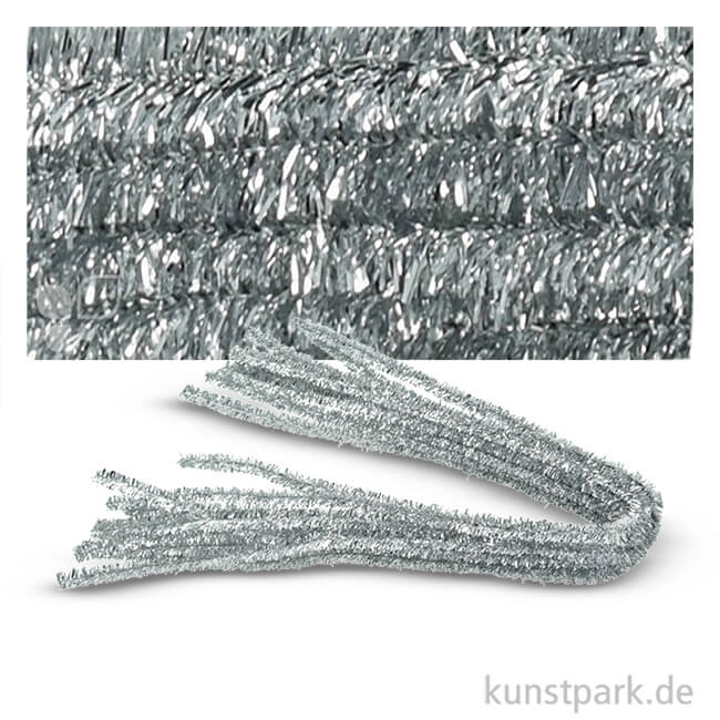 Artikelbild 1 des Artikels “Pfeifenputzer Chenilledraht, 10 Stück, Einzelfarbe 50 cm | Silber“