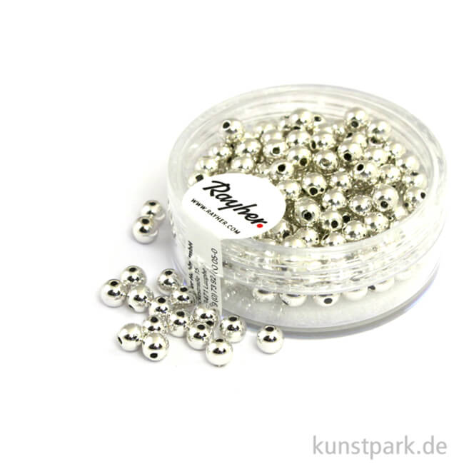 Artikelbild 1 des Artikels “Plastik Rundperlen - Silber Rund | 4 mm - 150 Stück“