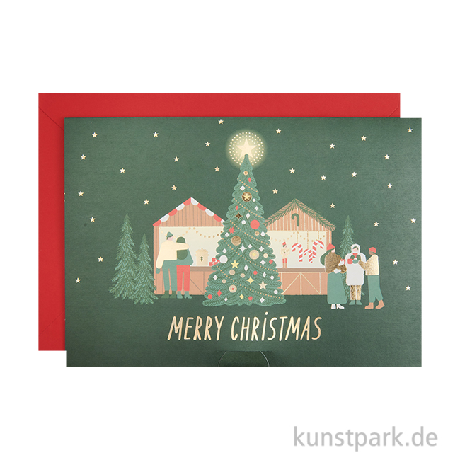 Artikelbild 1 des Artikels “Pop Up Karte für Geldgeschenke, Weihnachtsmarkt, A5 “