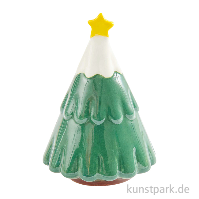 Artikelbild 1 des Artikels “Porzellan Figur - Tanne mit Stern, Grün-Weiß, 5,6 x 3,8 x 3,8 cm “