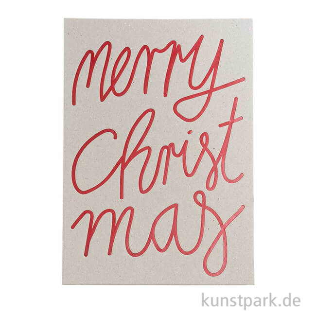 Artikelbild 1 des Artikels “Postkarte - Merry Christmas, Graukarton mit roter Schrift “