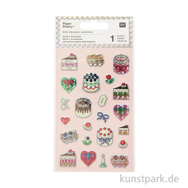 Artikelbild 1 des Artikels “Puffy Sticker - Eye Candy, Torten, Happy Birthday, 1 Bogen “