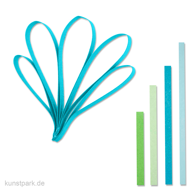 Artikelbild 1 des Artikels “Quillingstreifen - Blau-Grün, 100 Stück, 0,5 x 78 cm, 4 Farben sortiert “