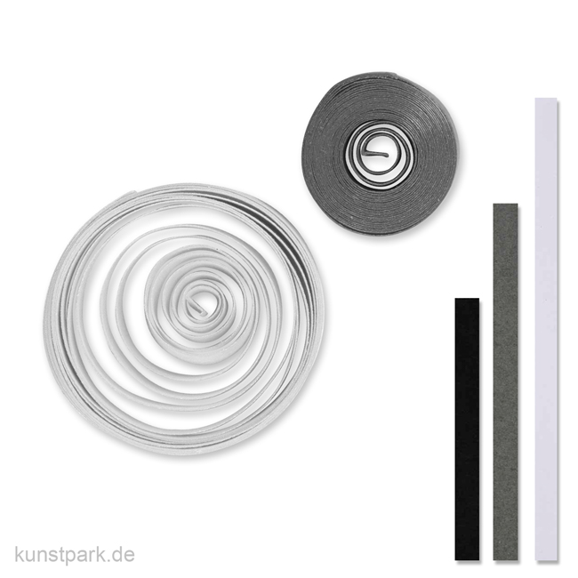 Artikelbild 1 des Artikels “Quillingstreifen - Grau-Weiß-Schwarz, 100 Stück, 0,5 x 78 cm “