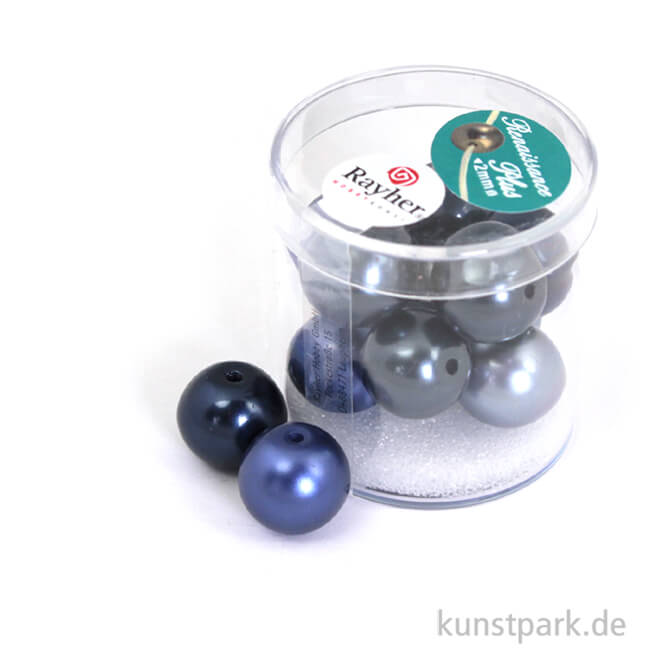 Artikelbild 1 des Artikels “Renaissance Glaswachsperlen MIX - 14 mm - 12 Stück Dose | Blau“