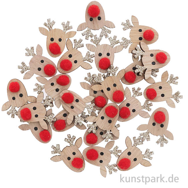 Artikelbild 1 des Artikels “Rentier aus Holz mit Gold-Glitter als Streudeko, 24 Stück “