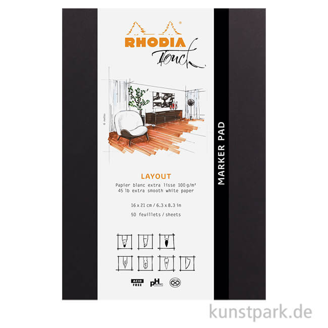 Artikelbild 1 des Artikels “Rhodia Marker Pad, extra glattes Layoutpapier, 100g, 50 Blatt “
