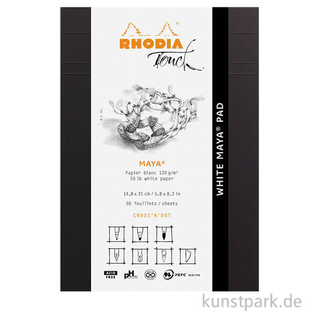Artikelbild 1 des Artikels “Rhodia White Maya Touch Pad, Cross Dot, 120g, 50 Blatt “