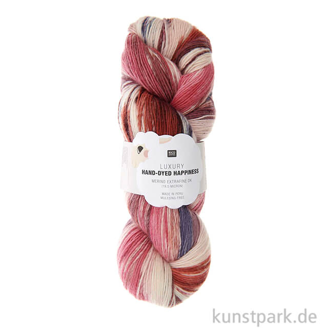 Artikelbild 1 des Artikels “Rico Luxury Hand-Dyed Happiness, 100% Wolle, 100g, 390m, Flieder-Pink “