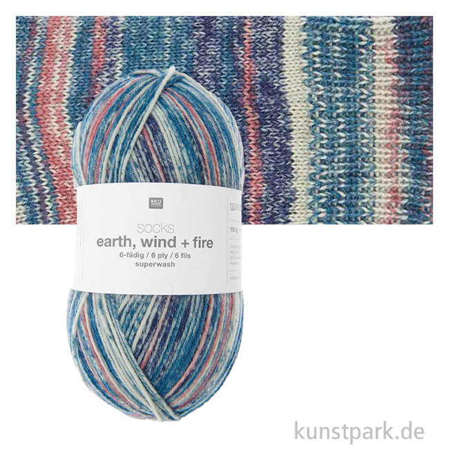 Artikelbild 1 des Artikels “Rico Sockenwolle - Earth Wind Fire 4-fädig, 100g, 400m Farbe | Aqua“