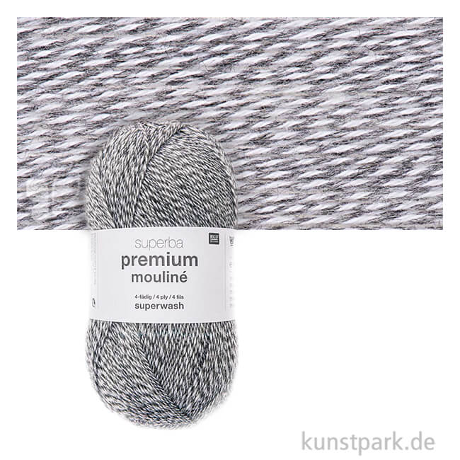 Artikelbild 1 des Artikels “Rico Sockenwolle - Superba Premium Mouline 4-fädig, 100g, 380m Farbe | Grau-Weiß“