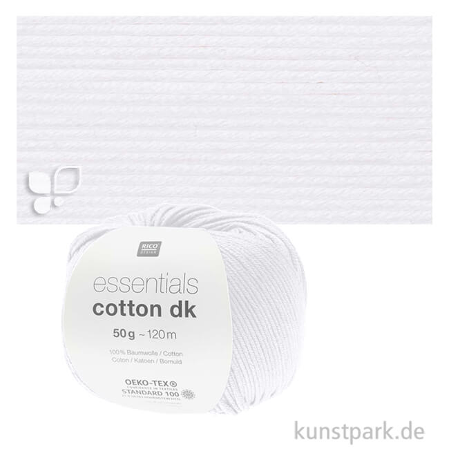 Artikelbild 1 des Artikels “Rico Wolle - Essentials Cotton dk, 100% Baumwolle, 50g, 120m Farbe | Weiß“