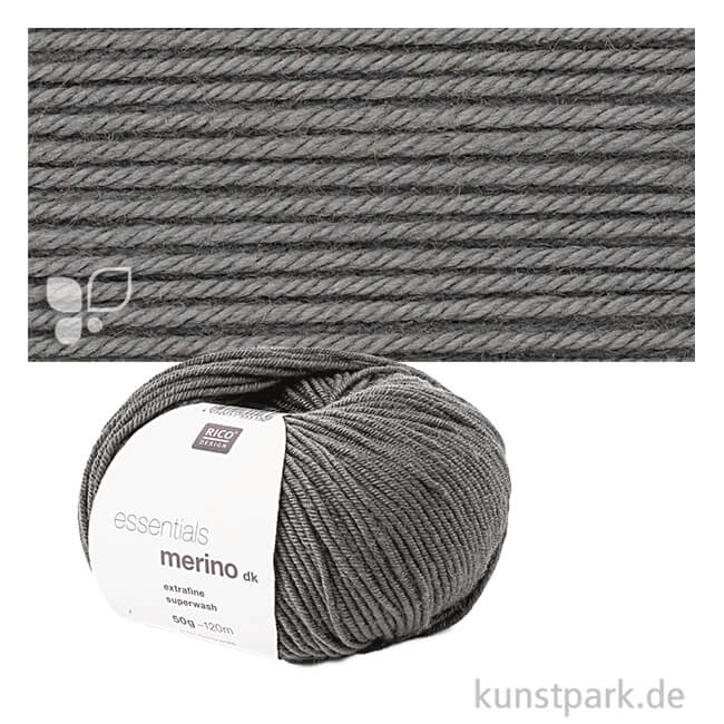 Artikelbild 1 des Artikels “Rico Wolle - Essentials Merino dk, 100% Wolle, 50g, 120m Farbe | Mittelgrau“