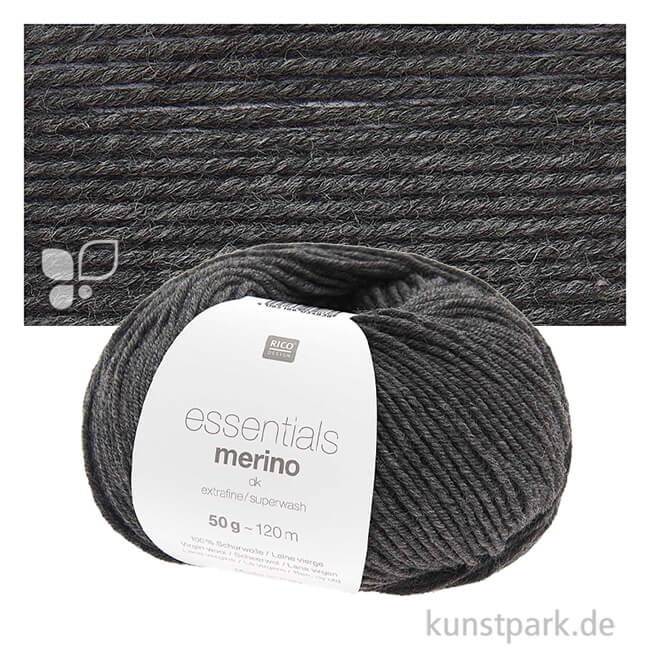 Artikelbild 1 des Artikels “Rico Wolle - Essentials Merino dk, 100% Wolle, 50g, 120m Farbe | Anthrazit Melange“