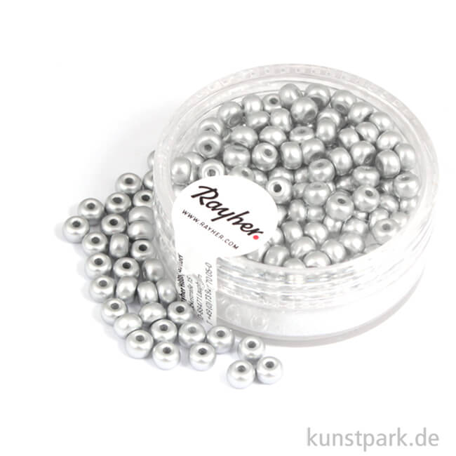 Artikelbild 1 des Artikels “Rocailles metallic matt - 4 mm - 150 Stück Dose | Silber matt“