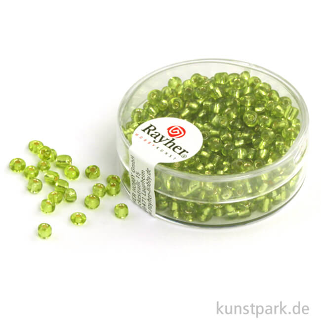 Artikelbild 1 des Artikels “Rocailles mit Silbereinzug - 2,6 mm - 16 g Dose | Hellgrün“