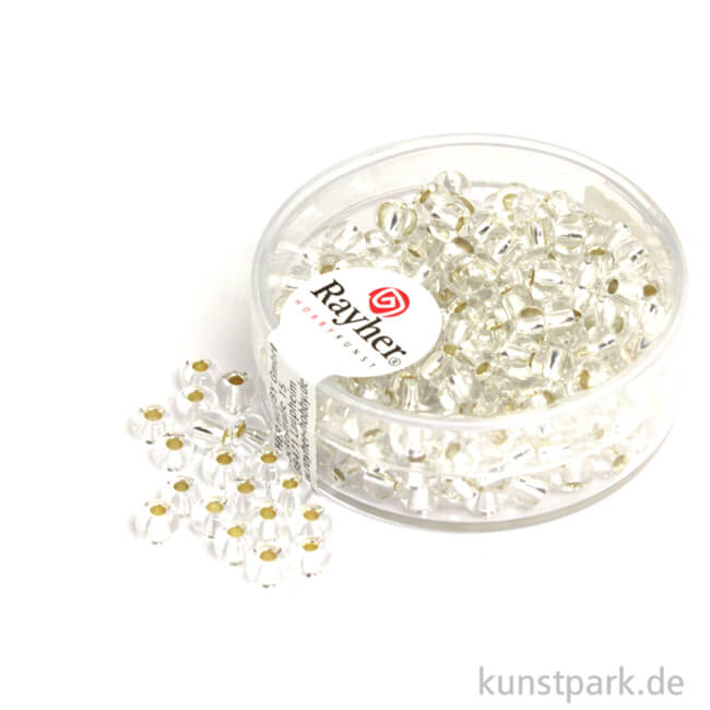 Artikelbild 1 des Artikels “Rocailles mit Silbereinzug - 4 mm - 17 g Dose | Silber“