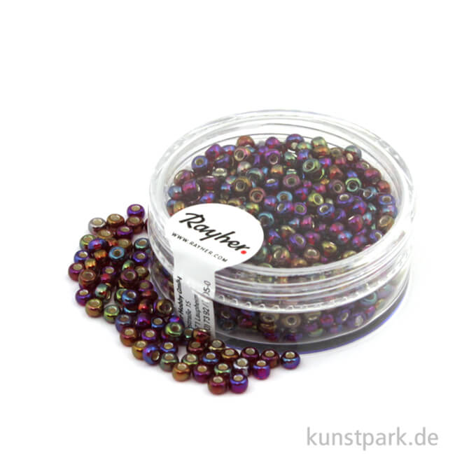 Artikelbild 1 des Artikels “Rocailles mit Silbereinzug & Rainbow - 2,6 mm - 17 g Dose | Pompadur-Rot“