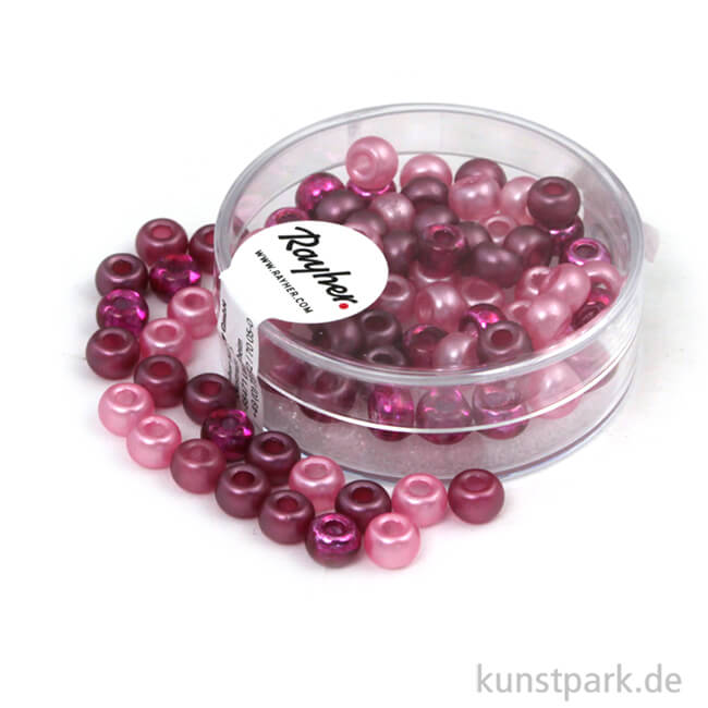 Artikelbild 1 des Artikels “Rocailles-MIX mit Großloch - 5,5 mm - 80 Stück Dose | Pink-Töne“