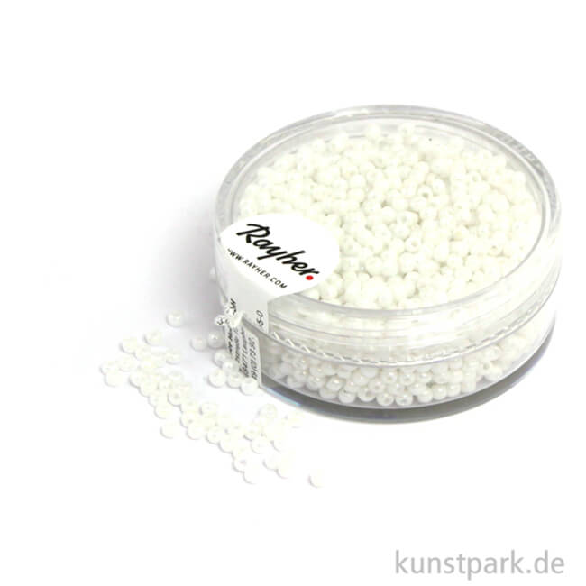 Artikelbild 1 des Artikels “Rocailles opak gelüstert - 2 mm - 17 g Dose | Weiß“