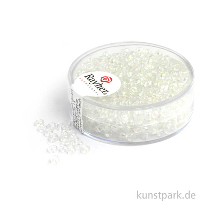 Artikelbild 1 des Artikels “Rocailles transparent gelüstert - 2,6 mm - 17 g Dose | Silber“