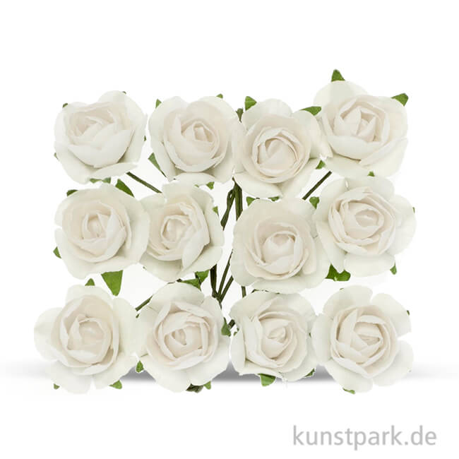 Artikelbild 1 des Artikels “Röschen mit Draht, 18 mm 12 Stk. | Weiß“