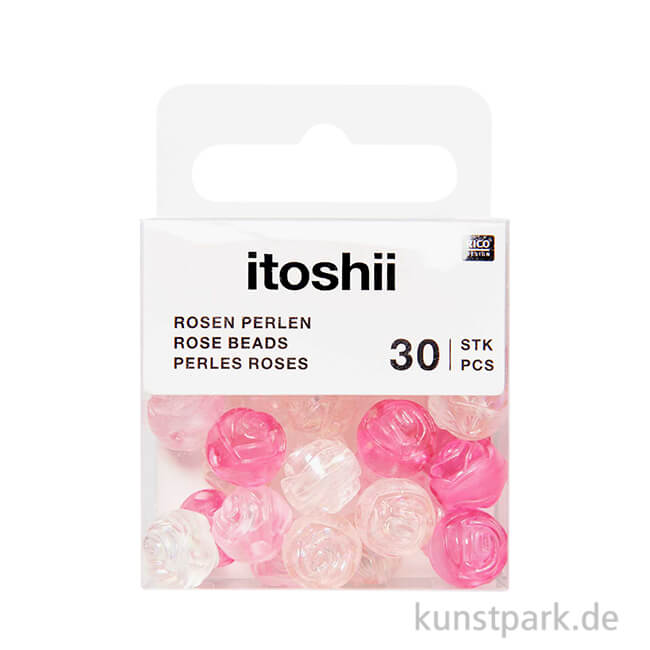 Artikelbild 1 des Artikels “Rosen Perlen Rund, Irisierend Pink Transparent, 9 x 8 mm, 30 Stück “