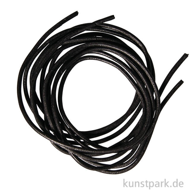 Artikelbild 1 des Artikels “Rundriemen aus Rindleder 2mm, Länge 100 cm - Schwarz, 2 Stück “