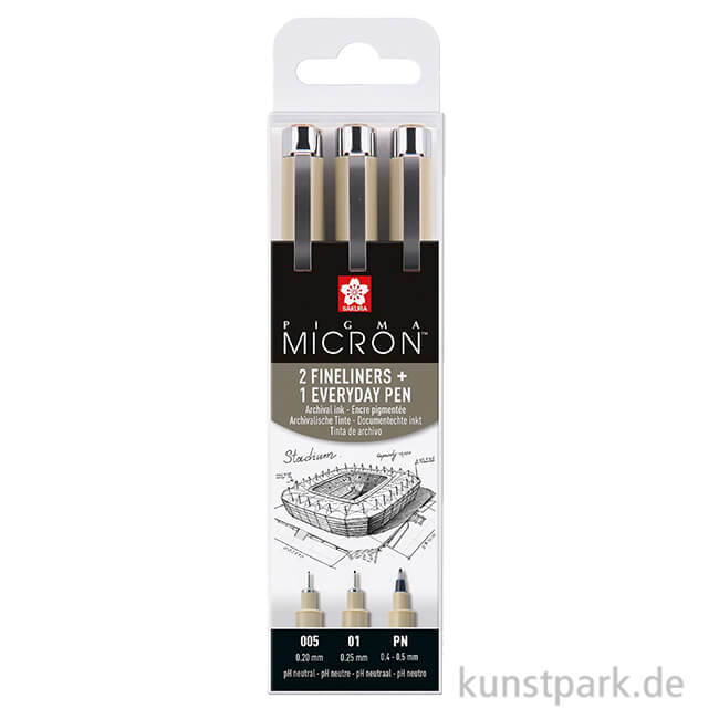 Artikelbild 1 des Artikels “Sakura PIGMA Micron + PN Set - 3 Strichstärken, Architektur “