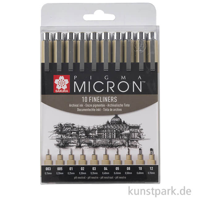 Artikelbild 1 des Artikels “Sakura PIGMA Micron Set - 10 Fineliner 0,15-0,7 mm, Schwarz “