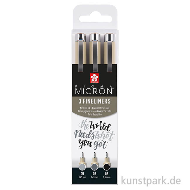 Artikelbild 1 des Artikels “Sakura PIGMA Micron Set - 3 Fineliner 0,45 mm, Schwarz + Grau “