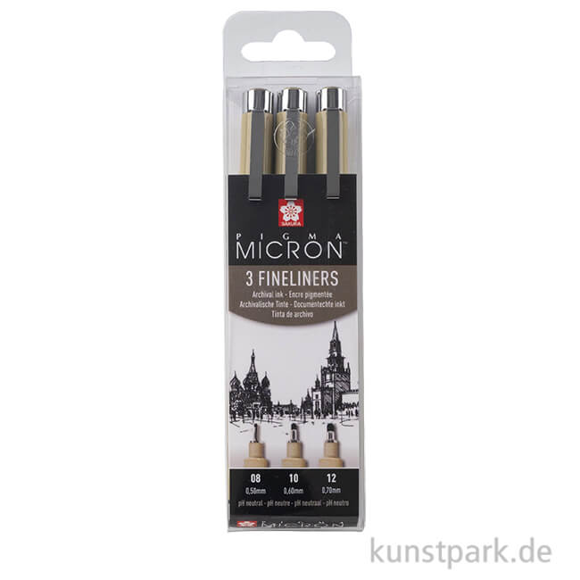 Artikelbild 1 des Artikels “Sakura PIGMA Micron Set - 3 Fineliner 0,5-0,7 mm, Schwarz “