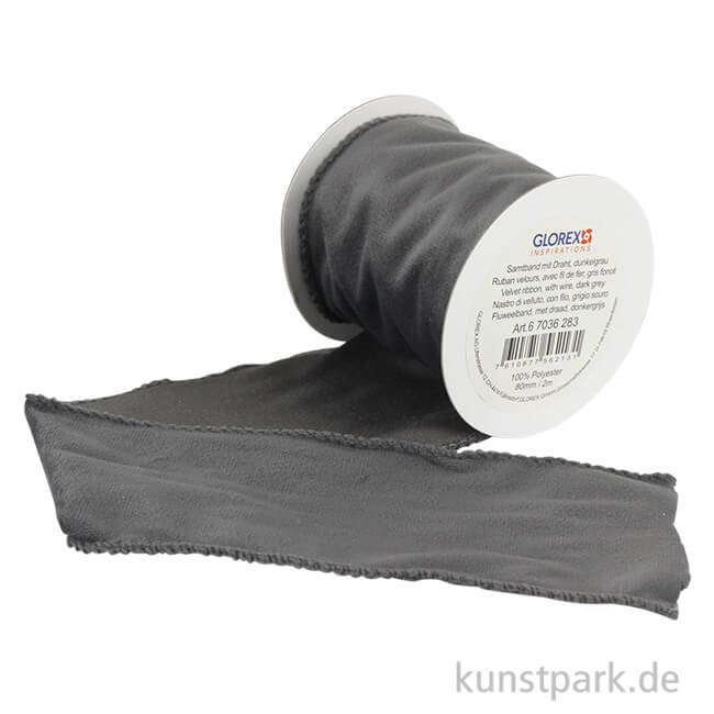 Artikelbild 1 des Artikels “Samtband mit Drahtverstärkung - Dunkelgrau 8 x 200 cm“