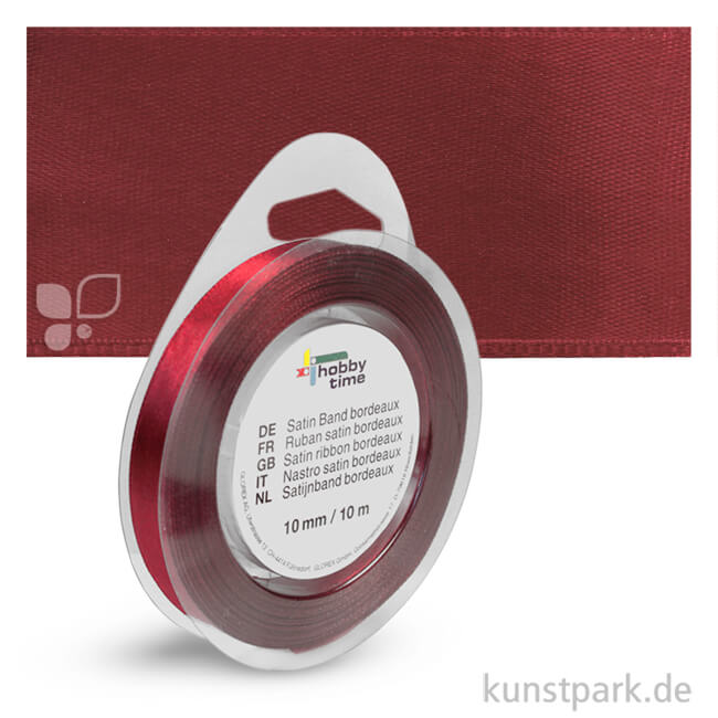 Artikelbild 1 des Artikels “Satinband - 10 mm Breite - 10 m Länge Einzelfarbe | Bordeaux“
