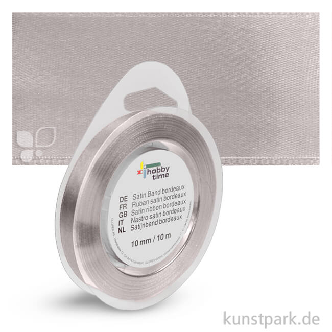 Artikelbild 1 des Artikels “Satinband - 10 mm Breite - 10 m Länge Einzelfarbe | Hellgrau“