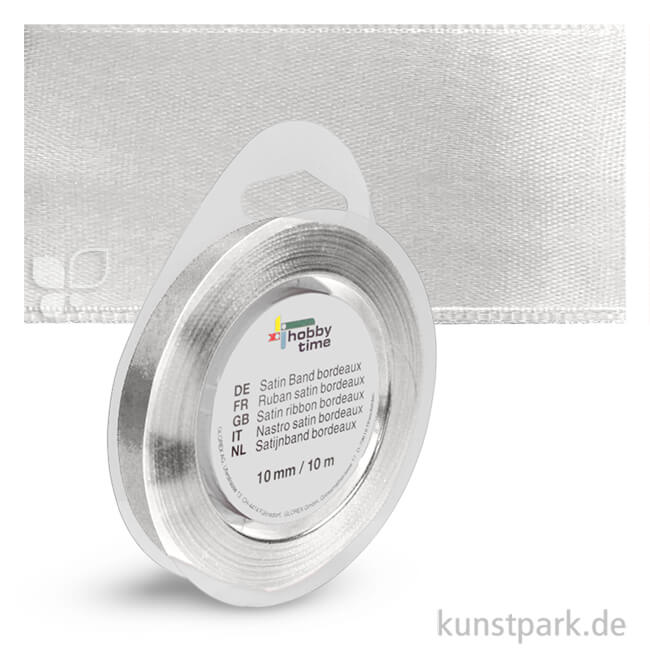 Artikelbild 1 des Artikels “Satinband - 10 mm Breite - 10 m Länge Einzelfarbe | Silber“