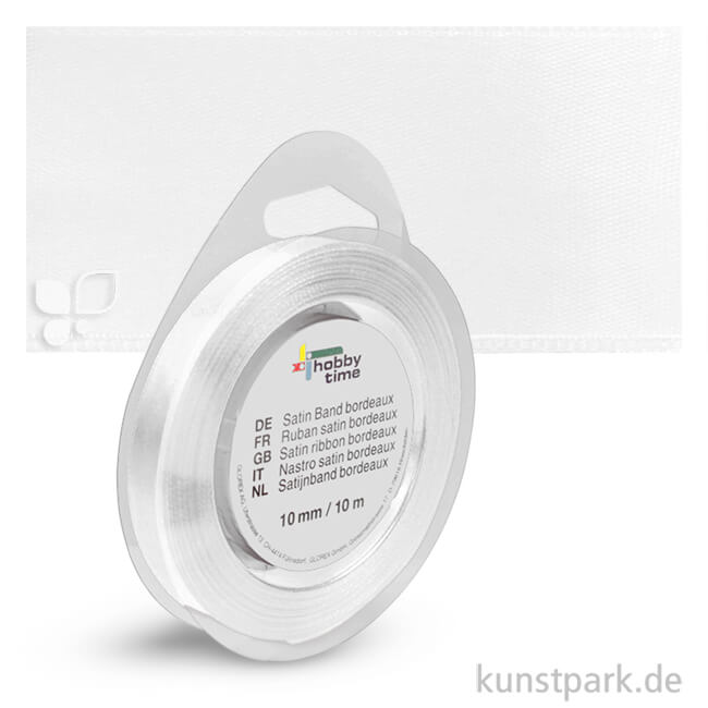 Artikelbild 1 des Artikels “Satinband - 10 mm Breite - 10 m Länge Einzelfarbe | Weiß“