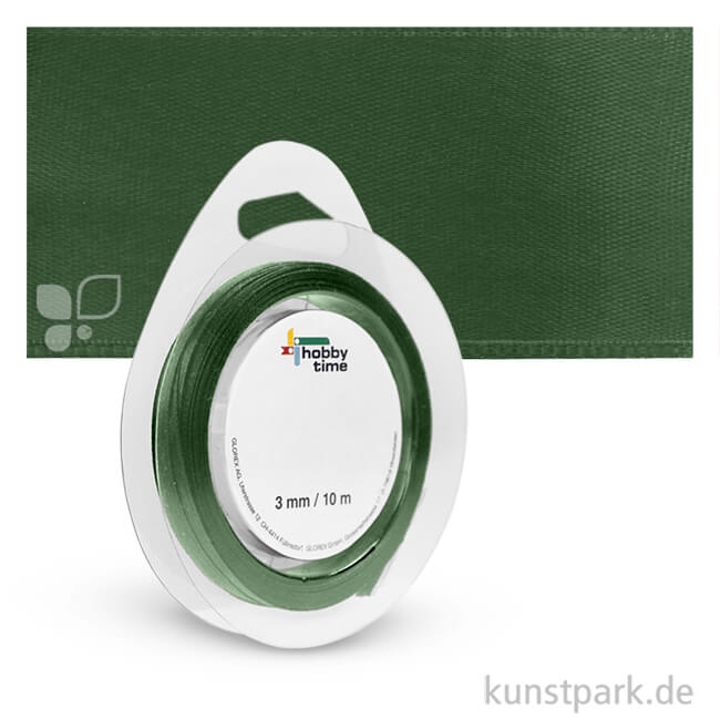 Artikelbild 1 des Artikels “Satinband - 3 mm Breite - 10 m Länge Einzelfarbe | Dunkelgrün“